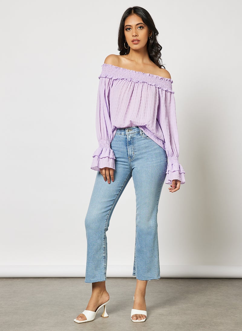 Aila Women's Casual Solid Design Cold Shoulder Blouse Purple - Image 3