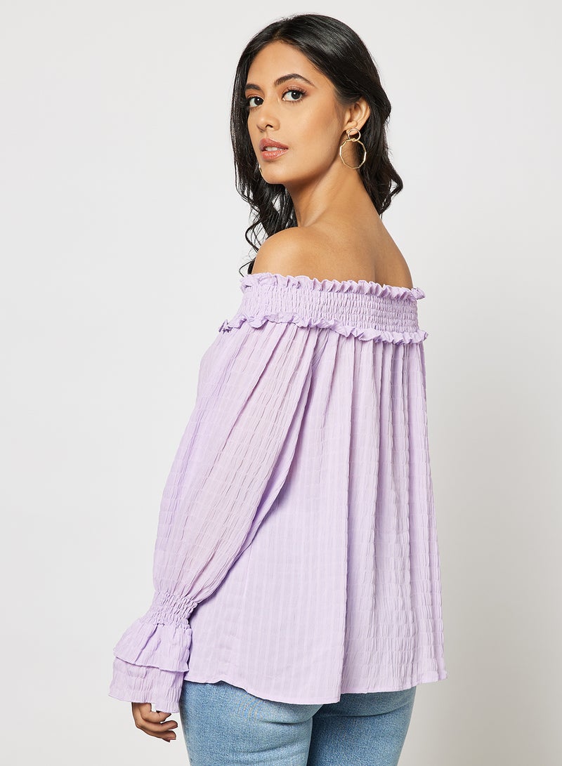 Aila Women's Casual Solid Design Cold Shoulder Blouse Purple - Image 2