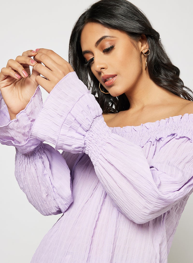 Aila Women's Casual Solid Design Cold Shoulder Blouse Purple - Image 4