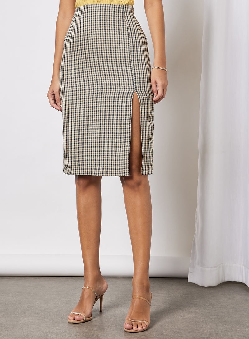 Aila - Women Split Hem Plaid Skirt Multicolor - Image 1