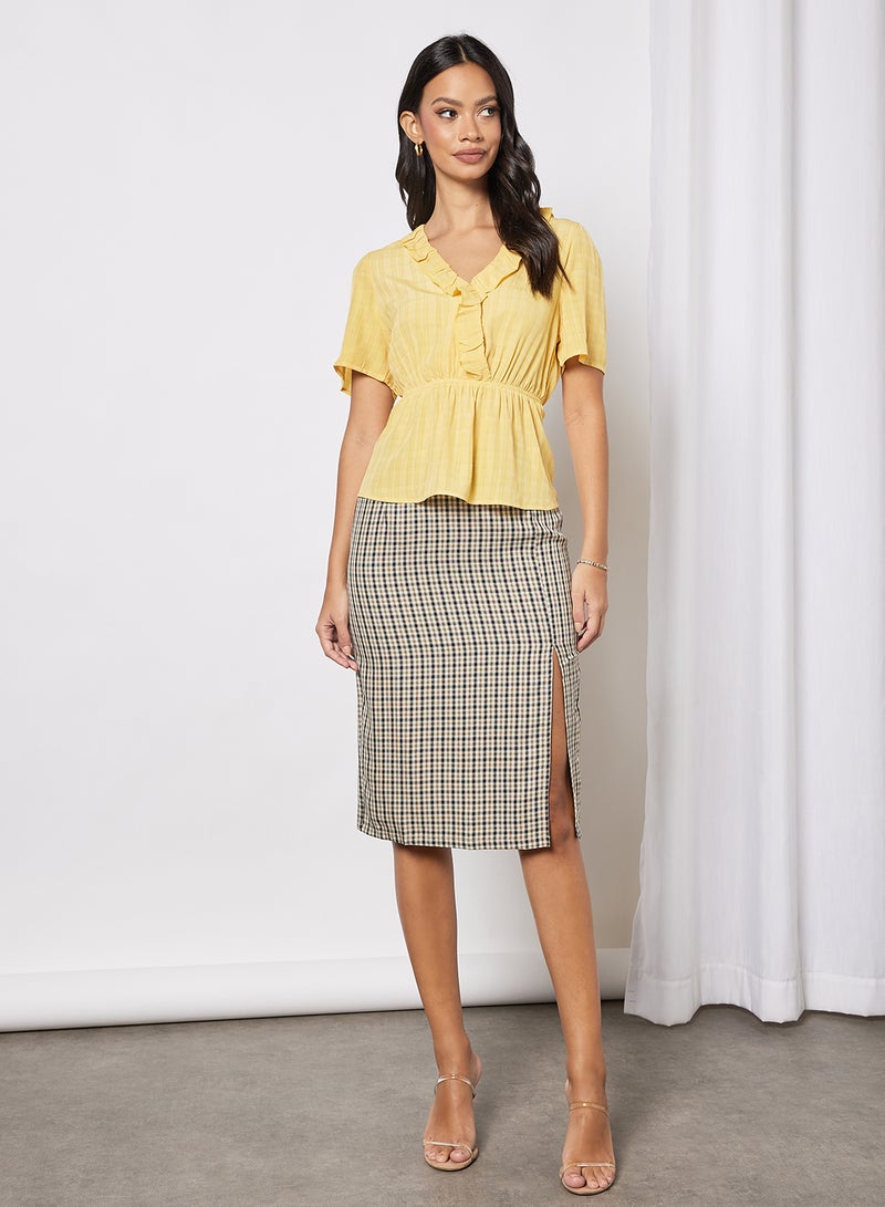 Aila - Women Split Hem Plaid Skirt Multicolor - Image 1