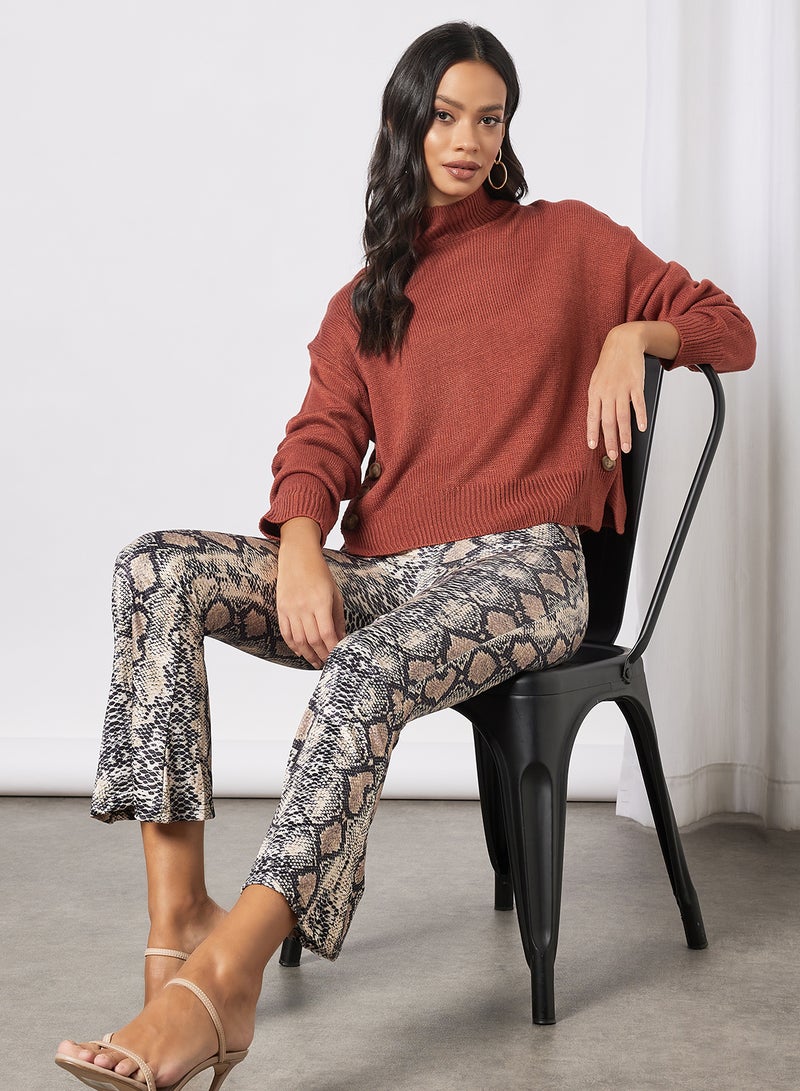 Aila All Over Print Bell-Bottomed Long Pants Multicolour  - Image 4