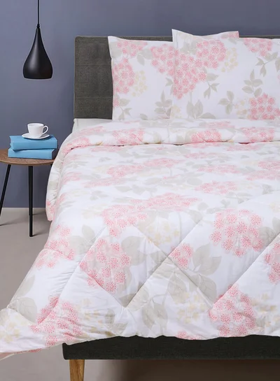 ايست من نون Duvet Cover Set- With 1 Duvet Cover 160X200 Cm And 2 Pillow Cover 50X75 Cm - For Double Size Mattress - Blush 100% Cotton 180 Thread Count Cordelia Blush