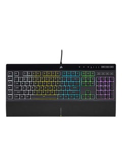 Corsair K55 RGB PRO Wired Membrane Gaming Keyboard (Dynamic Per-Key RGB Backlighting, 6 Macro Keys w/Elgato Software Integration, IP42 Dust and Spill-Resistant, Detachable Palm Rest) QWERTY, Black