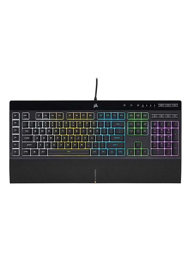 CORSAIR - Corsair K55 RGB PRO Wired Membrane Gaming Keyboard (Dynamic Per-Key RGB Backlighting, 6 Macro Keys w/Elgato Software Integration, IP42 Dust and Spill-Resistant, Detachable Palm Rest) QWERTY, Black - Image 1