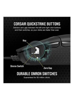 كورسير ماوس ألعاب USB بصري خفيف للغاية من Corsair Katar Pro مع إضاءة خلفية RGB LED، 12400 نقطة في البوصة (أسود)  - Image 5