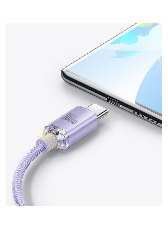 Baseus 100W USB-A to USB-C Cable Fast Charge, Aluminum Alloy Casing Nylon Braided Type-C Cable for Pad Air/iPad Pro, Samsung Galaxy S21/S10/S9/Plus, Huawei, Xiaomi and Many More (1.2M) Purple  - Image 4