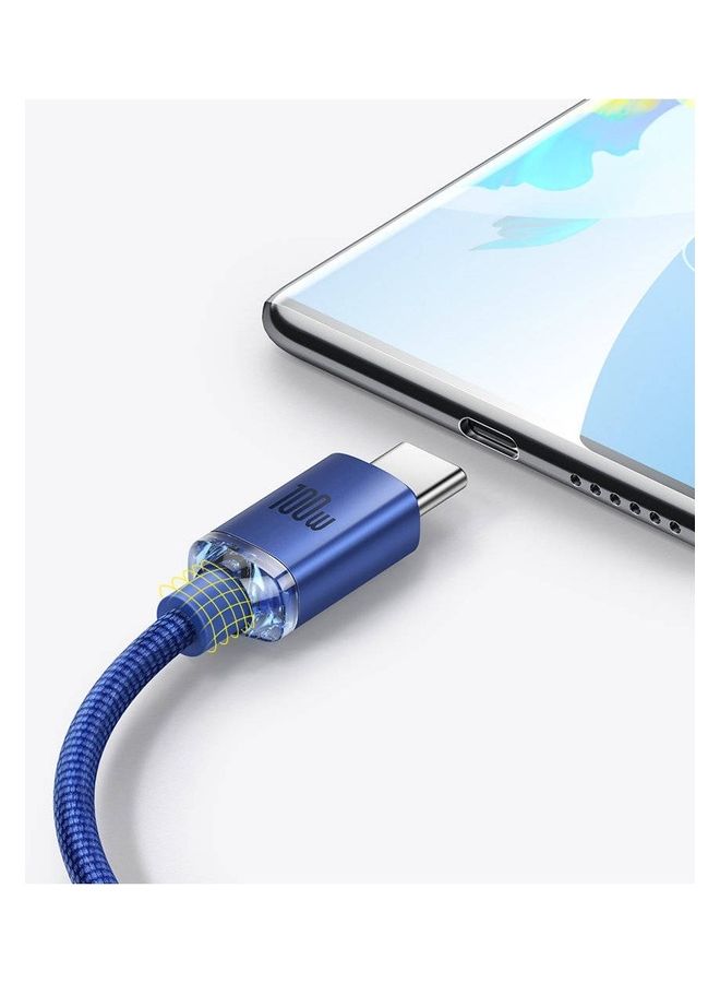 Baseus 100W USB-A to USB-C Cable Fast Charge, Aluminum Alloy Casing Nylon Braided Type-C Cable for Pad Air/iPad Pro, Samsung Galaxy S21/S10/S9/Plus, Huawei, Xiaomi and Many More (1.2M) Blue  - Image 4