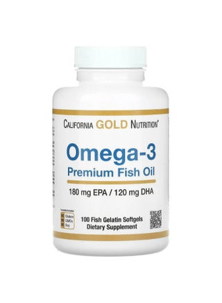 Omega-3 Premium Fish Oil Dietary Supplement - 100 Tablets 180 Epa / 120 Dha - v1648814539/N29313870A_1