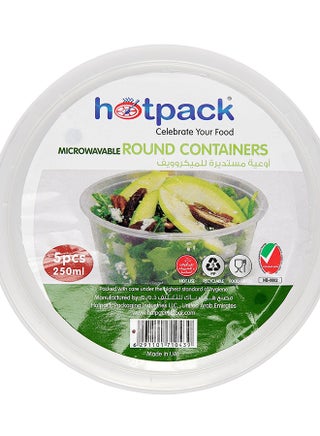 Hotpack Disposable Microwave Plastic Container With Lids, 250Cc, Pack Of 5 Clear 250ml - view 3