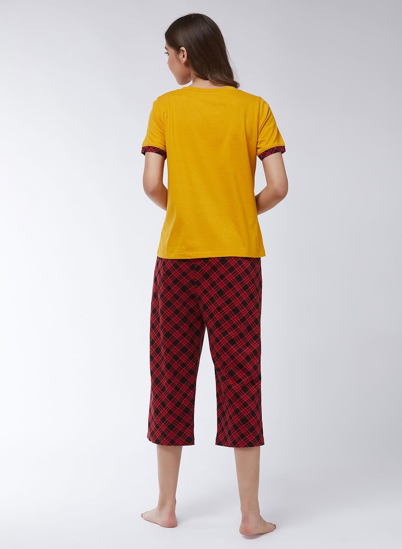 Miss Chase Sloth Vibes Printed T-Shirt Mustard Yellow  - Image 2
