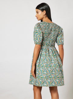 Y.A.S Floral Print Mini Dress Green  - Image 2