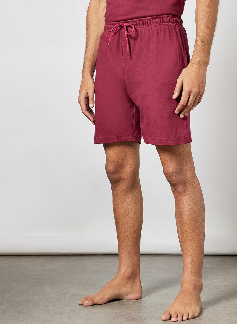 Sivvi x D'Atelier - Cotton T-Shirt and Shorts Pyjama Set Burgundy - Image 1