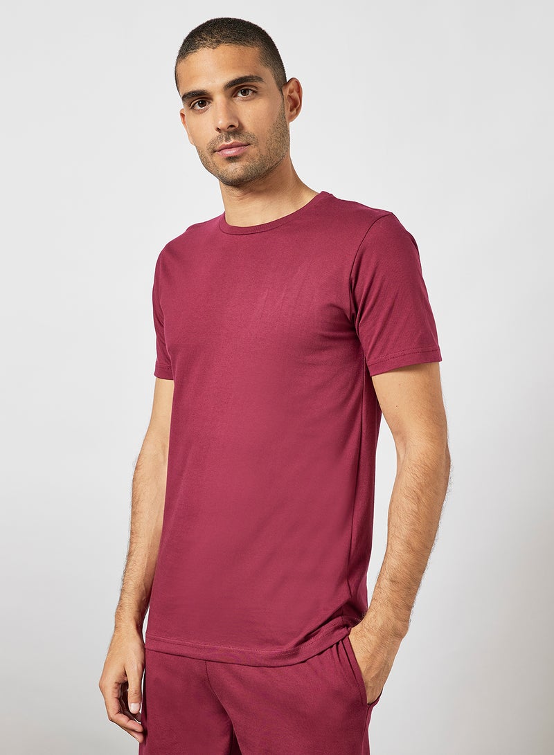 Sivvi x D'Atelier - Cotton T-Shirt and Shorts Pyjama Set Burgundy - Image 1