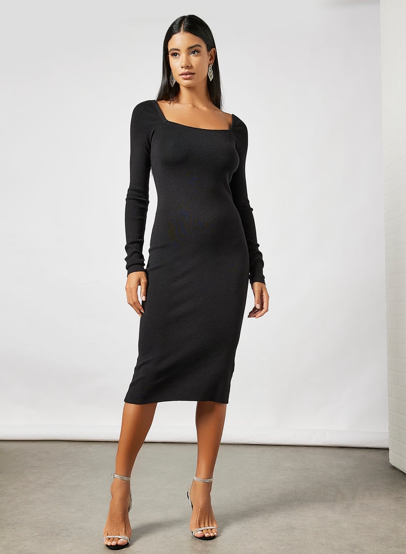 Long Sleeve Midi Dress Black - v1648820571/N49732170V_4