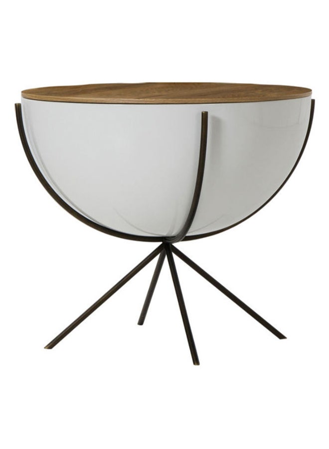 ebb & flow - Side Table Luxurious - Used Next To Sofa As Coffee Corner Side Table - White/Brown 62x51x62cm - Image 1