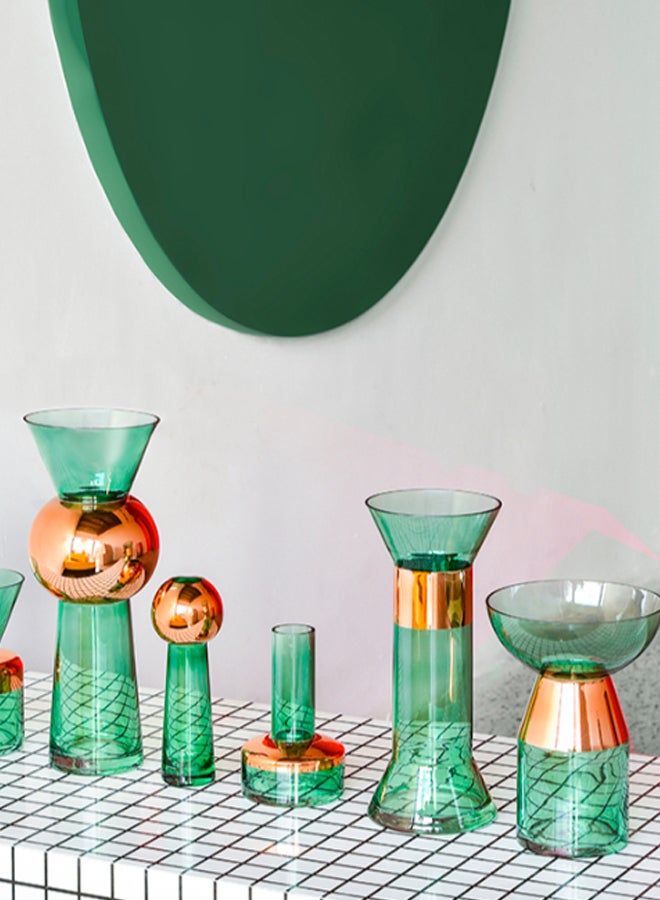 ebb & flow - Modern Handmade Glass Flower Vase Unique Luxury Quality Material For The Perfect Stylish Home VA-19045-203 Green - Image 1
