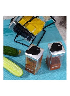 Fissman Spice Rack Organizer With 6 Spice Jars With Stand Transparent/Black  - Image 3