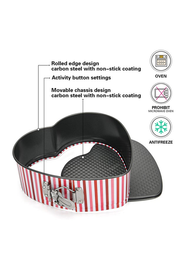 Fissman Springform Heart Shape  Carbon Steel With Non Stick Cake Pan With Removable Bottom Piana Series Pink/White 21x20x8cm  - Image 2