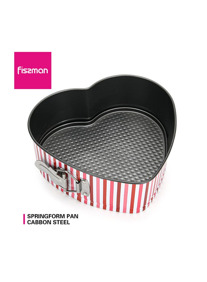 Fissman Springform Heart Shape  Carbon Steel With Non Stick Cake Pan With Removable Bottom Piana Series Pink/White 21x20x8cm  - Image 3