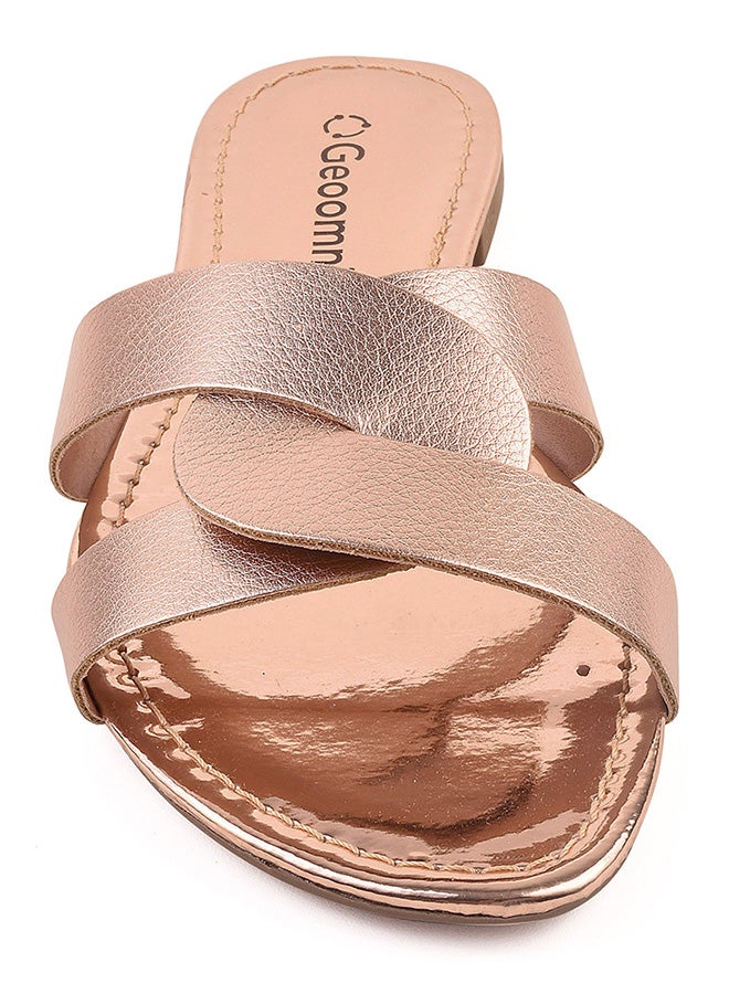 Geoomnii - Mabel Dyed Flat Sandals Rose Gold - Image 1