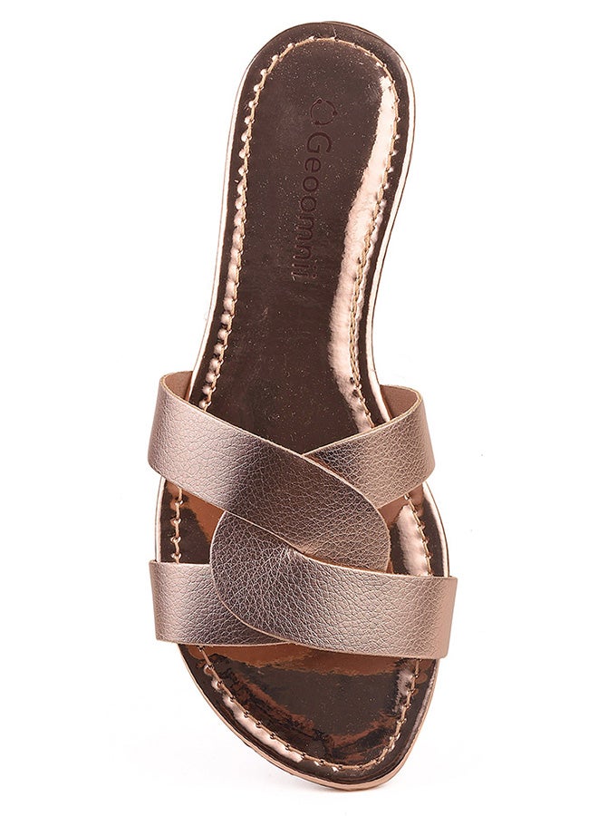 Geoomnii - Mabel Dyed Flat Sandals Rose Gold - Image 1