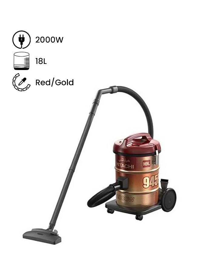هيتاشي مكنسة كهربائية أسطوانية الشكل 18 L 2000 W CV-945F SS220 WR أحمر/ذهبي - Image 1
