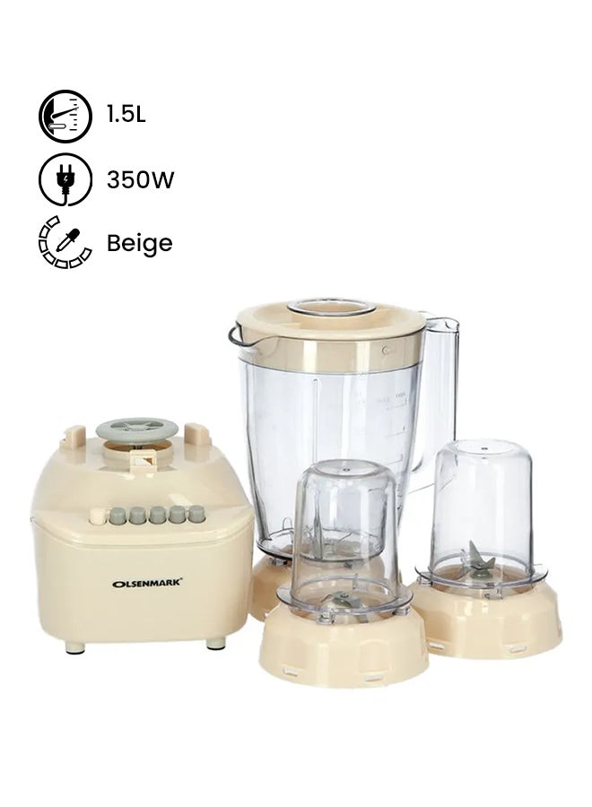 أولسنمارك خلاط 3 في 1 متعدد الوظائف 1.5 لتر 350 وات 1.5 L 350 W OMSB2402N بيج  - Image 1
