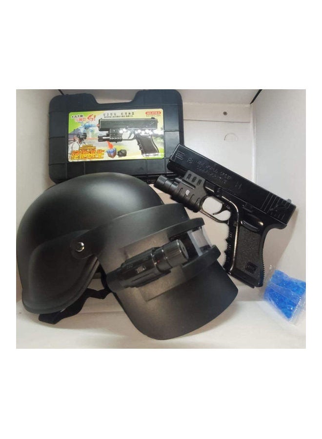 Generic Shooting Gun With Laser & Protective PUBG Helmet  - Image 1