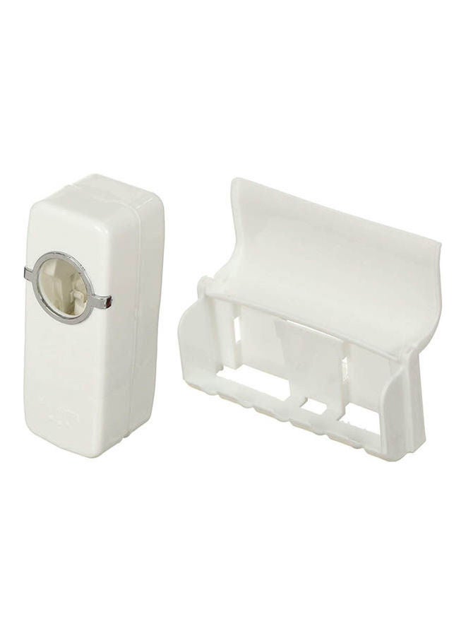 Plastic Toothpaste Dispenser And Toothbrushes Holder White  - Image 1