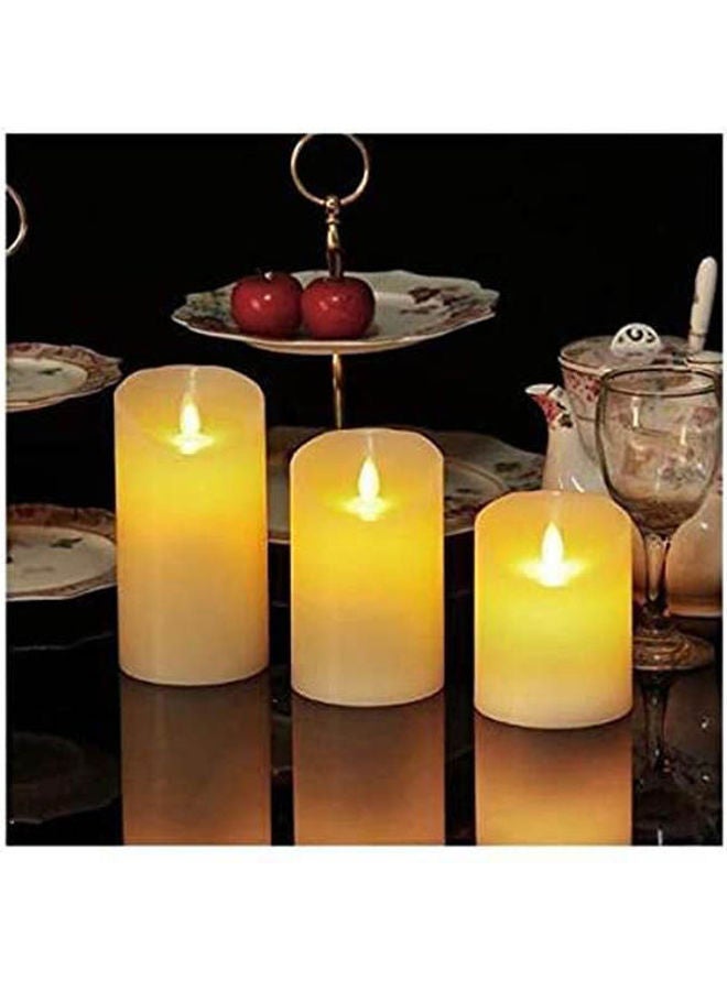 Flameless Candles Battery Operated Pillar Real Wax Flickering Moving Wick Electric Led Candle Sets With Remote Control Cycling 24 Hours Timer  4 5 6 Pack Of 3 Beige  - Image 2