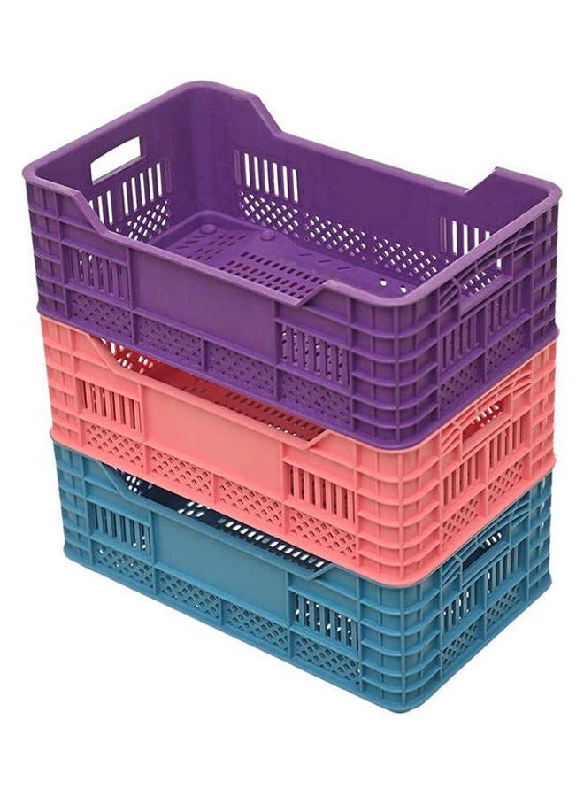 Generic - Plastic Sqaure Small Storage Baskets Set Of 3 Pieces Multicolour 5x16cm - Image 1