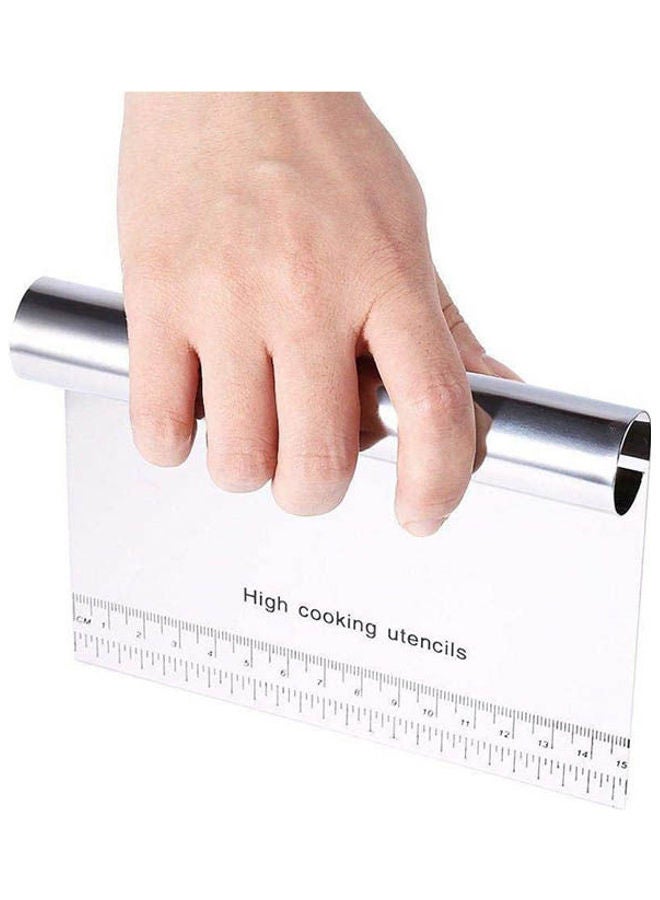Dough Scraper Cutter  Stainless Steel Bench Pastry Scraper Kitchen Silver 15x11x2cm - Image 2
