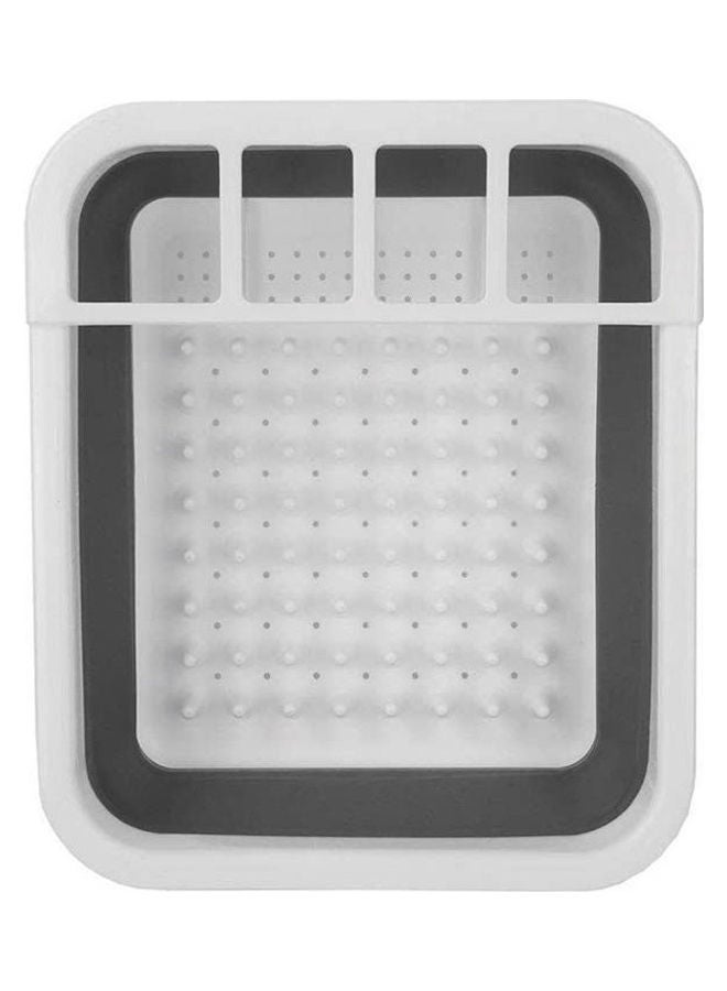 Easy Storage Collapsible Dish Rack And Drainer With Cutlery Holder White 29.6 x 28.4 x 4.2cm  - Image 2