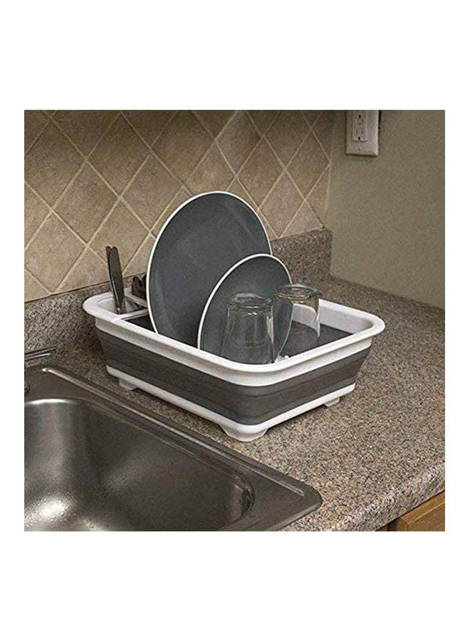 Easy Storage Collapsible Dish Rack And Drainer With Cutlery Holder White 29.6 x 28.4 x 4.2cm  - Image 3