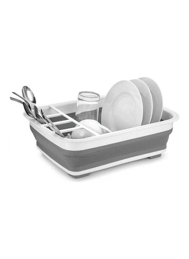 Easy Storage Collapsible Dish Rack And Drainer With Cutlery Holder White 34.6 x 29 x 4.8cm - Image 1