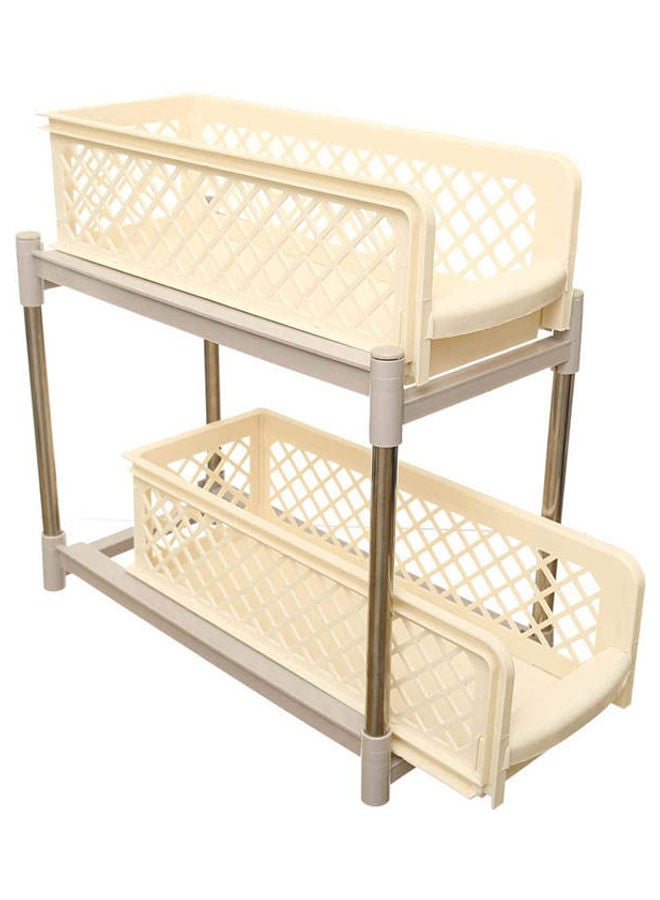 El Hassan 2 Tier Sliding Basket Drawers Portable Organize Kitchen And Bathroom Cabinets Beige 15x13x5inch 