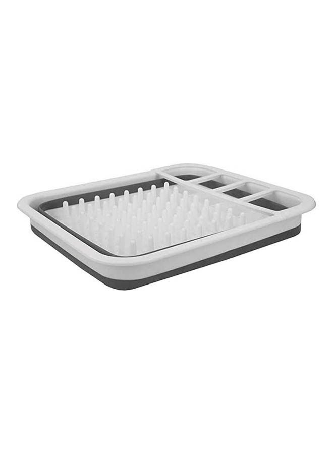 Home Basics Easy Storage Collapsible Dish Rack With Cutlery Holder Grey - Image 2