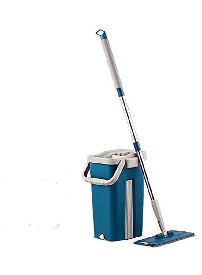 Generic Bucket With Mop Flat Wiper Suitable For Parquet And All Types Of Flooring Blue 