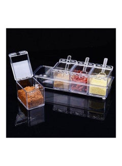 Starthi Seasoning Rack Spice Pots  4 Piece Cruet With Cover And Spoon Clear 