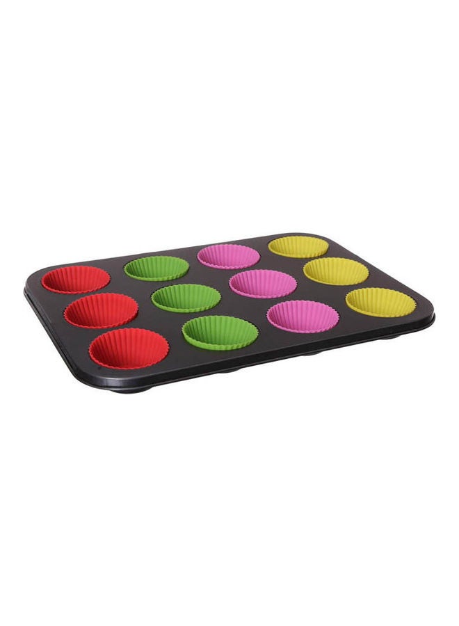 Teflon Baking Mold For Cupcakes   12 Cups Multicolour 34cm
