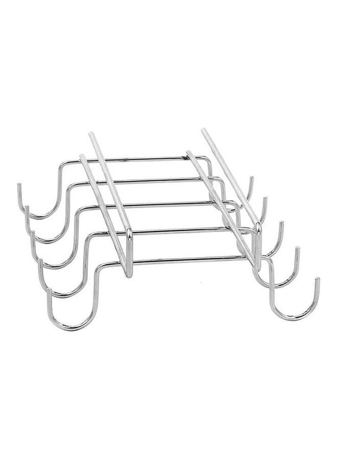 10 Hook Under-The-Shelf Mug Rack, Metal Espresso Cup Storage Holder And Drying Rack Silver - Image 1