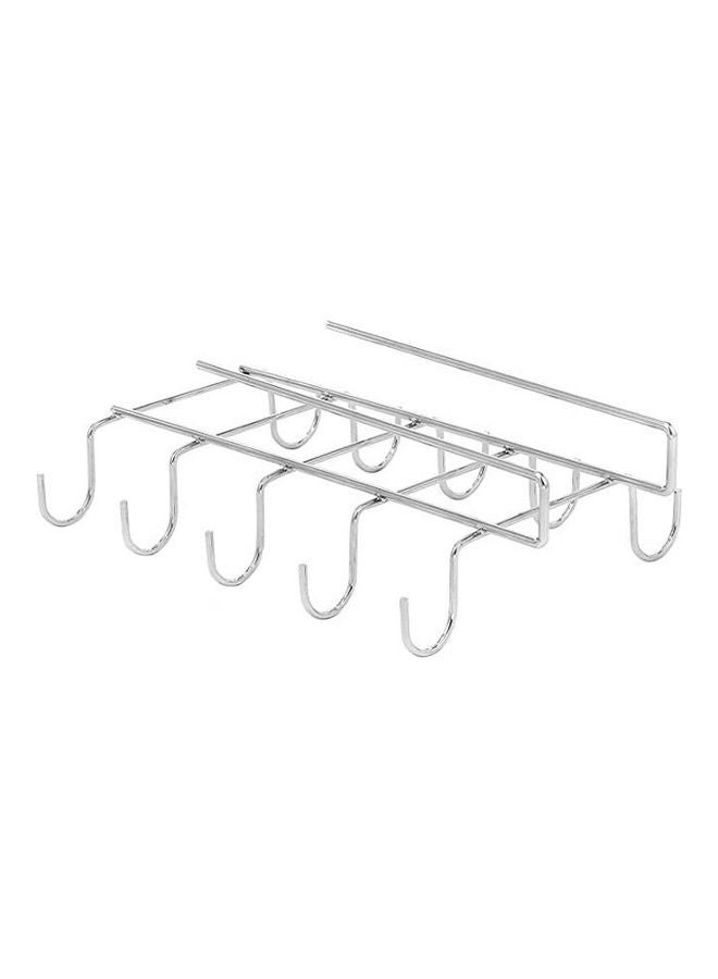 10 Hook Under-The-Shelf Mug Rack, Metal Espresso Cup Storage Holder And Drying Rack Silver - Image 2