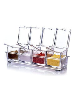 Acrylic Spice Seasoning Container Jar Condiment Dispenser Salt Box For Kitchen Clear 25.8x9x7.2cm