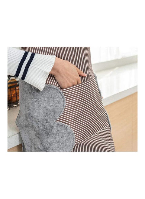 Adjustable Collar Kitchen Apron With Pockets - With Plush Hand Wiping Towels Durable Waterproof Design Brown One Sizecm
