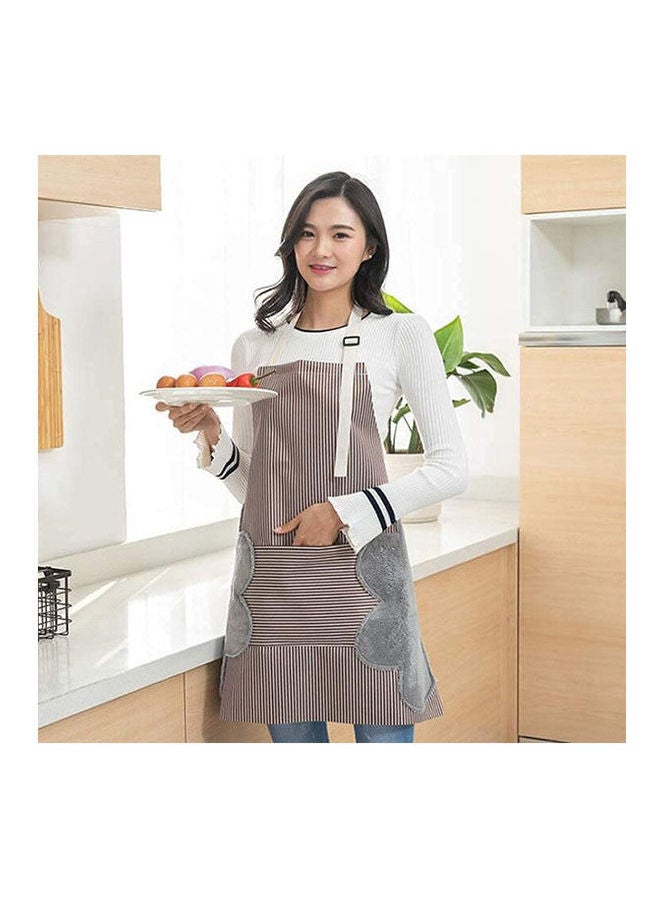 Adjustable Collar Kitchen Apron With Pockets - With Plush Hand Wiping Towels Durable Waterproof Design Brown One Sizecm