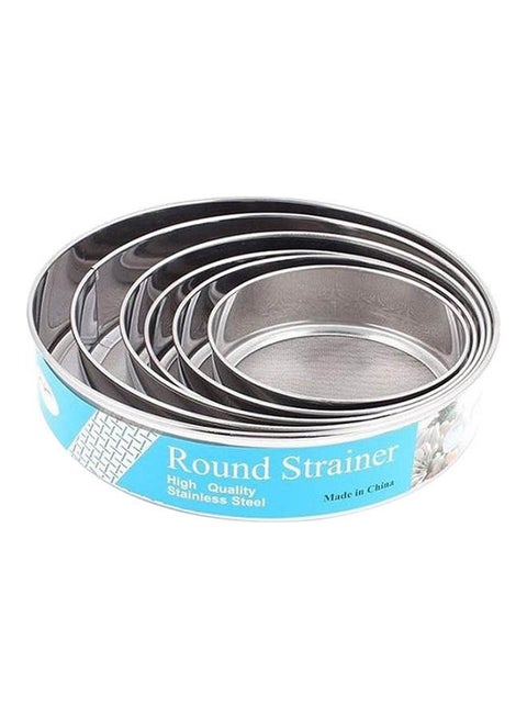 Round Stainless Steel Flour Sifter Set  - 6 Pieces Silver 27cm