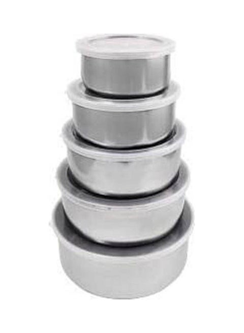 Stainless Steel 5 Pcs Protect Fresh Box Silver
