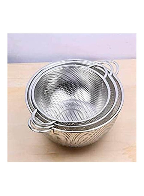 Food Colander 3 Pcs Set Silver