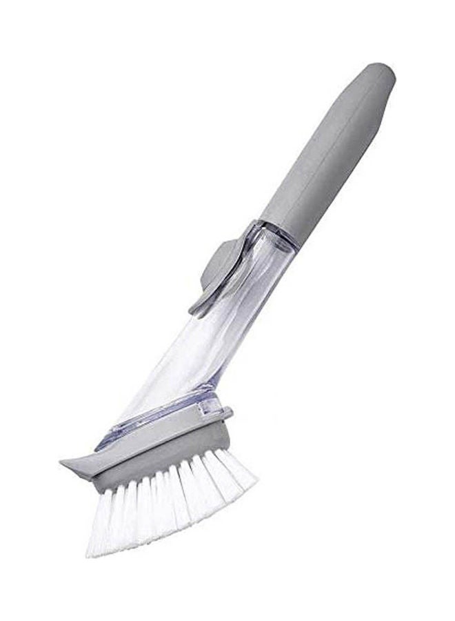 Dish Brush Soap Dispensing Kitchen Cleaning Brush Scrub Brush With Long Handle Sink Scrubbing Brushes For Kitchen Grill Bowl Pot Pan Grey - Image 2